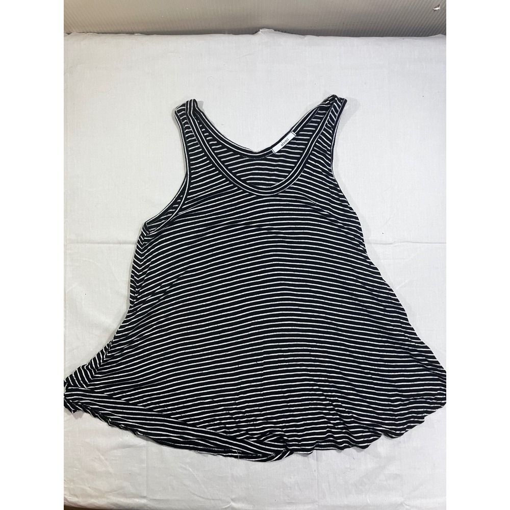 Acemi Womens Black White Striped Scoop Neck Sleeveless Relaxed Tank Top Size M